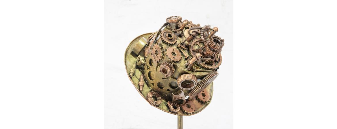 Reclaimed Iron Steampunk Theme Cogs Top Hat Table Lamp-Cheshire Furniture Outlet