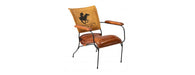 Metal Frame Chair with Padded Brown Seat & Armrest-Cheshire Furniture Outlet