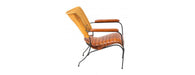 Metal Frame Chair with Padded Brown Seat & Armrest-Cheshire Furniture Outlet