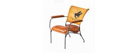 Metal Frame Chair with Padded Brown Seat & Armrest-Cheshire Furniture Outlet