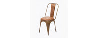 Industrial Metal Chair with Padded Brown Leather Seat-Cheshire Furniture Outlet