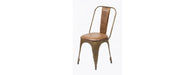 Industrial Metal Chair with Padded Brown Leather Seat-Cheshire Furniture Outlet