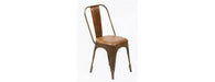 Industrial Metal Chair with Padded Brown Leather Seat-Cheshire Furniture Outlet
