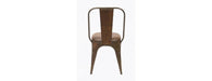 Industrial Metal Chair with Padded Brown Leather Seat-Cheshire Furniture Outlet