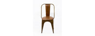 Industrial Metal Chair with Padded Brown Leather Seat-Cheshire Furniture Outlet