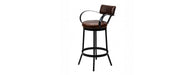 Industrial Padded Leather Bar Stool With Back & Curved Armre-Cheshire Furniture Outlet