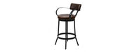 Industrial Padded Leather Bar Stool With Back & Curved Armre-Cheshire Furniture Outlet