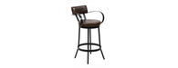 Industrial Padded Leather Bar Stool With Back & Curved Armre-Cheshire Furniture Outlet