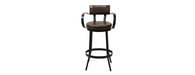 Industrial Padded Leather Bar Stool With Back & Curved Armre-Cheshire Furniture Outlet