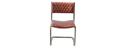 Metal Frame Chair with Padded Brown Seat-Cheshire Furniture Outlet
