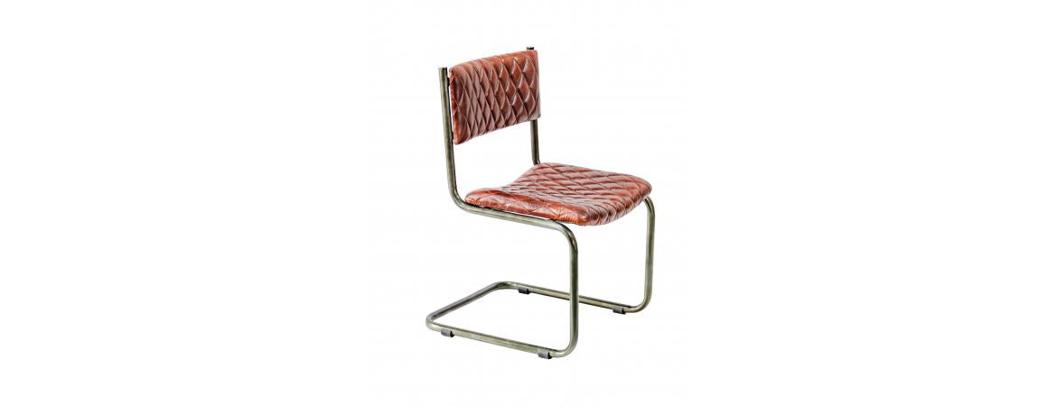 Metal Frame Chair with Padded Brown Seat-Cheshire Furniture Outlet