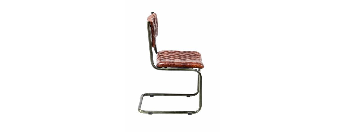 Metal Frame Chair with Padded Brown Seat-Cheshire Furniture Outlet
