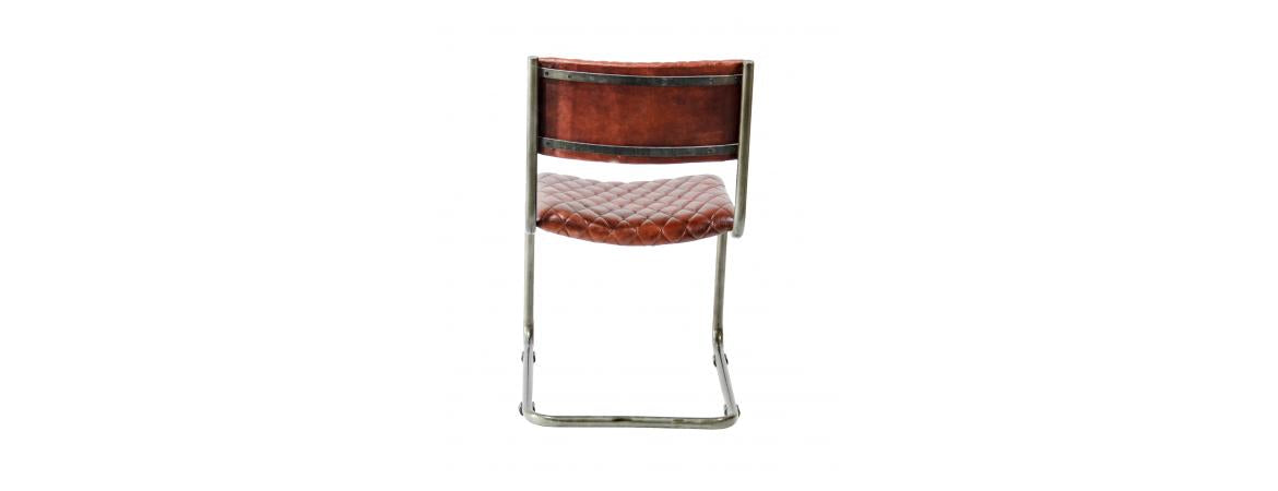 Metal Frame Chair with Padded Brown Seat-Cheshire Furniture Outlet