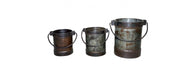 Set of 3 Antique Iron Buckets-Cheshire Furniture Outlet