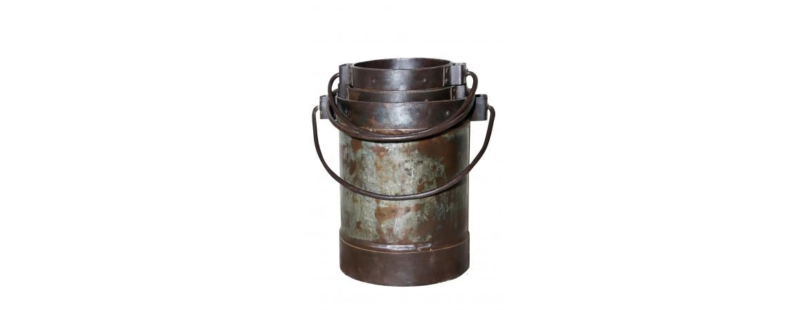 Set of 3 Antique Iron Buckets-Cheshire Furniture Outlet