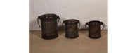 Set of 3 Antique Iron Buckets-Cheshire Furniture Outlet