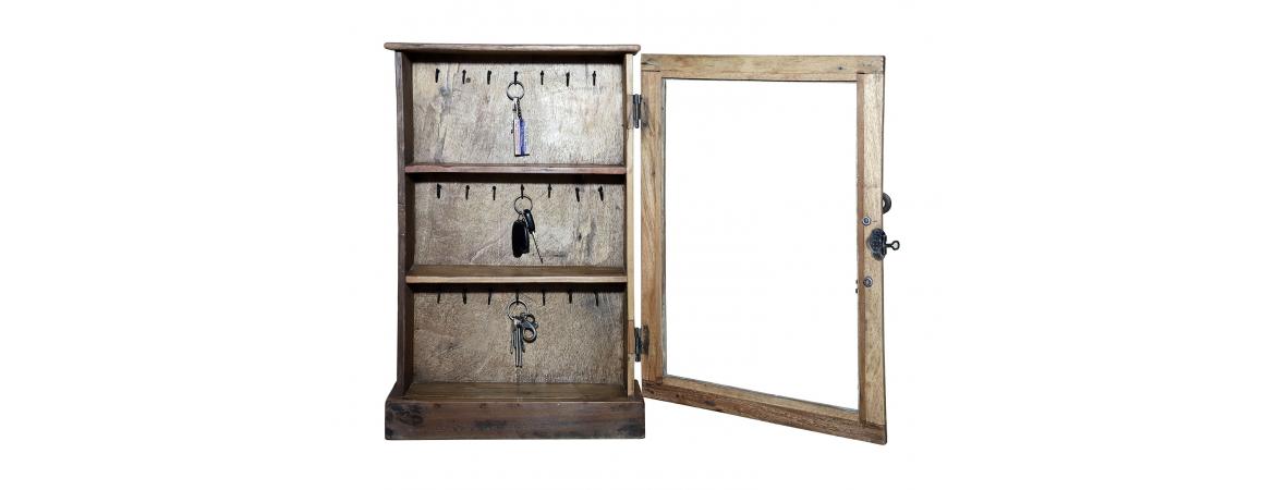 Key Cabinet with Hooks, Shelf and Antique Key Handle-Cheshire Furniture Outlet