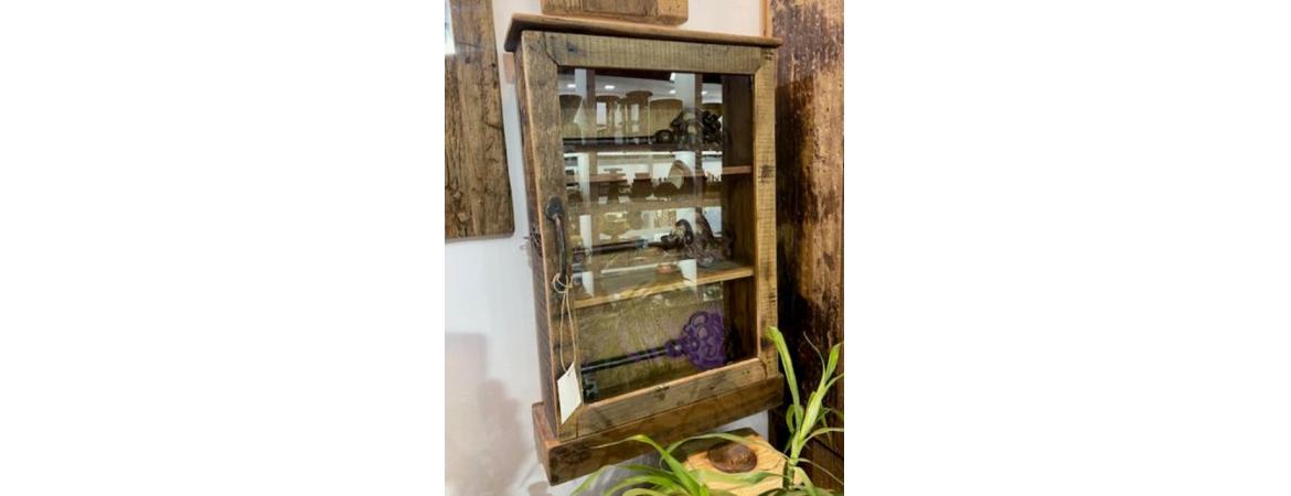 Key Cabinet with Hooks, Shelf and Antique Key Handle-Cheshire Furniture Outlet