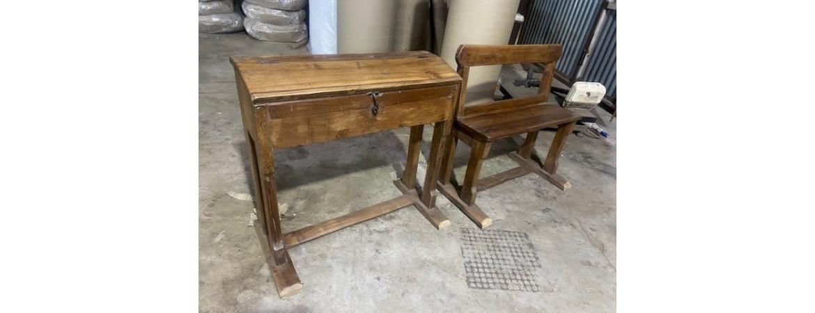 Antique School Desk & Bench Set-Cheshire Furniture Outlet