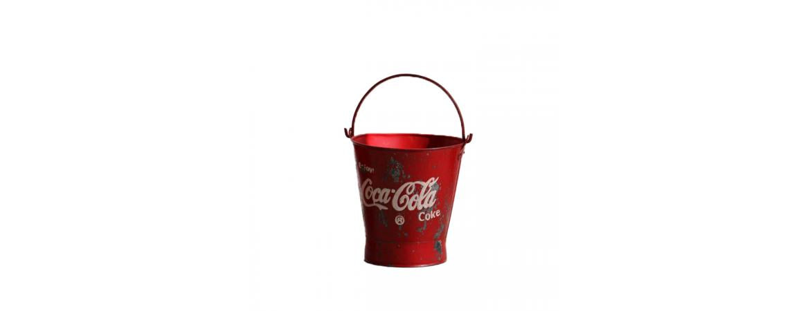 Set of 4 Red Hand Painted Coca Cola Buckets-Cheshire Furniture Outlet
