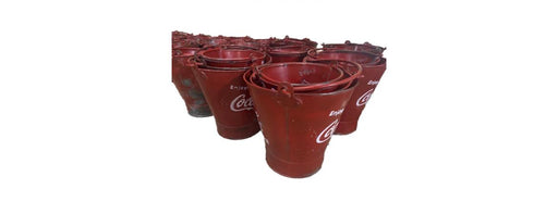 Set of 4 Red Hand Painted Coca Cola Buckets-Cheshire Furniture Outlet