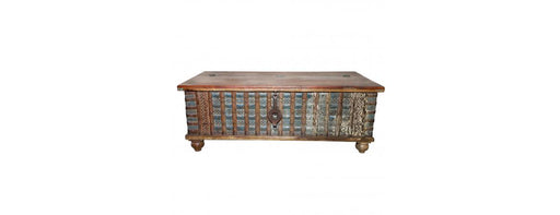 Antique 1.2m Chest with Carvings & Vintage Iron Clasps-Cheshire Furniture Outlet