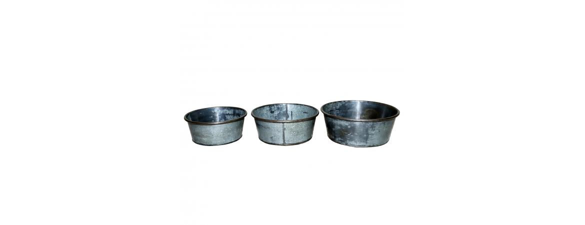 Antique Set of 3 Iron Bowls (planters)-Cheshire Furniture Outlet