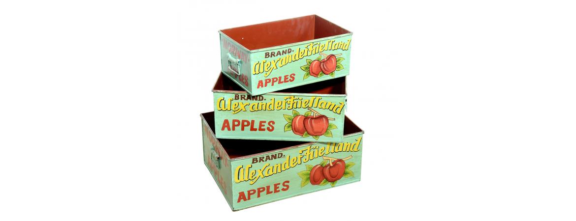 Set of 3 Metal Apple Trays-Cheshire Furniture Outlet