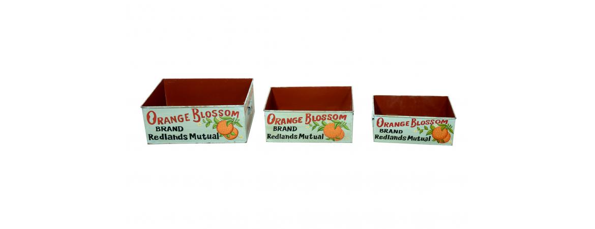 Set of 3 Metal Orange Trays-Cheshire Furniture Outlet