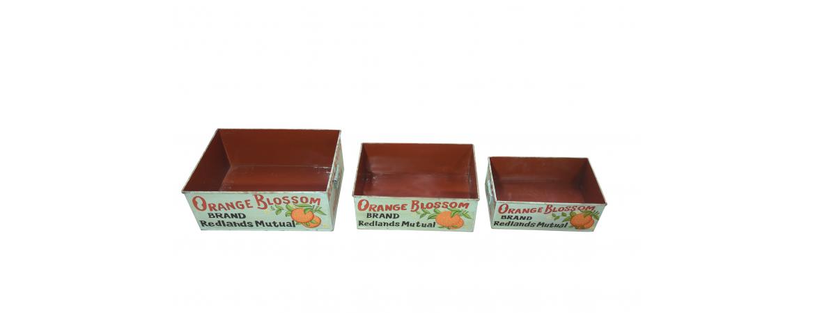 Set of 3 Metal Orange Trays-Cheshire Furniture Outlet