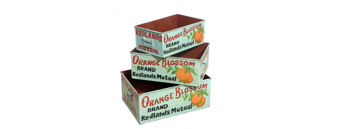 Set of 3 Metal Orange Trays-Cheshire Furniture Outlet
