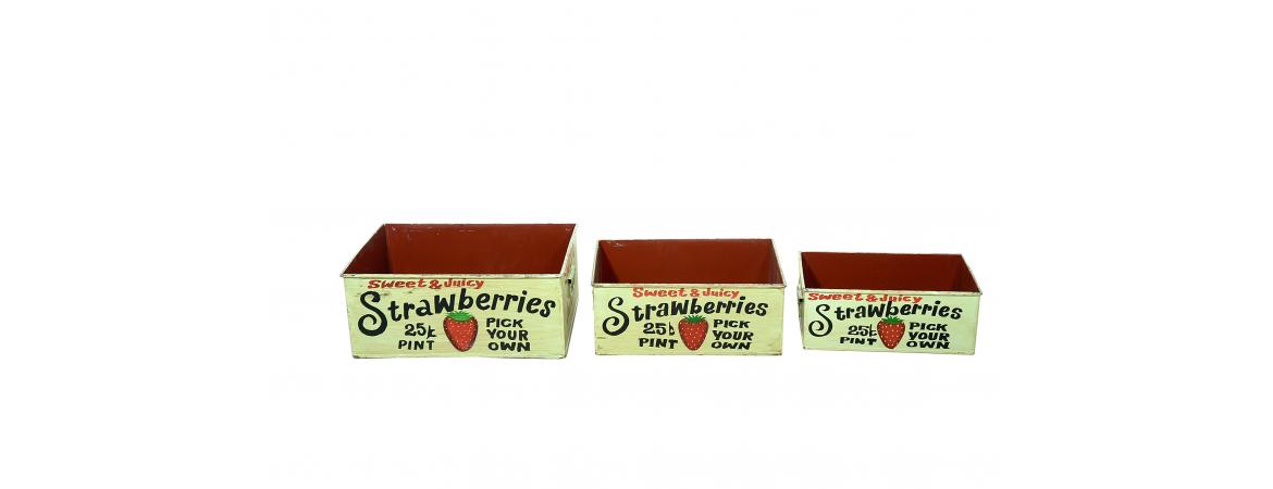 Set of 3 Metal Strawberry Trays-Cheshire Furniture Outlet