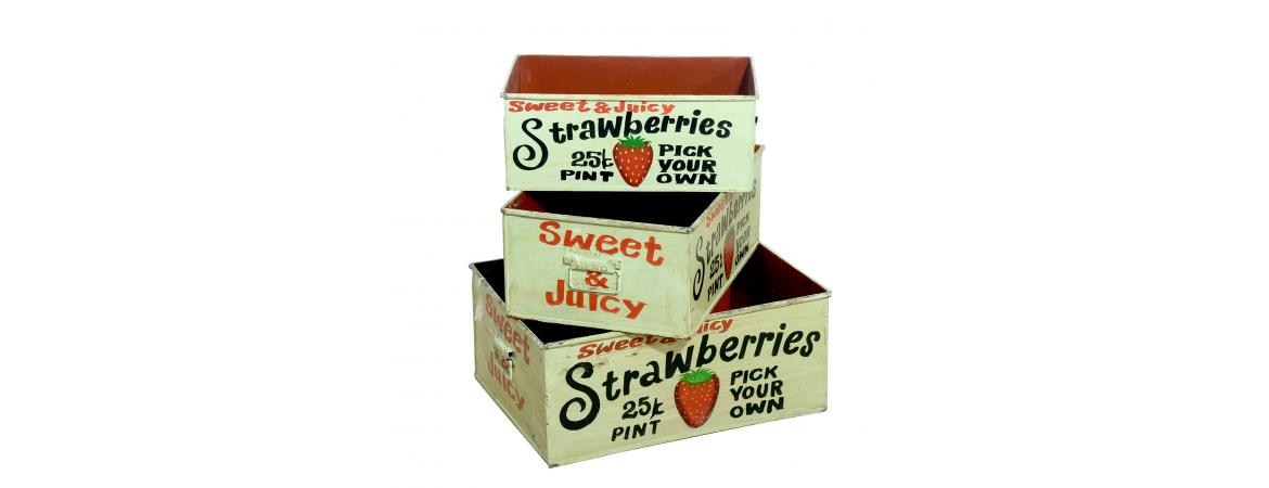 Set of 3 Metal Strawberry Trays-Cheshire Furniture Outlet