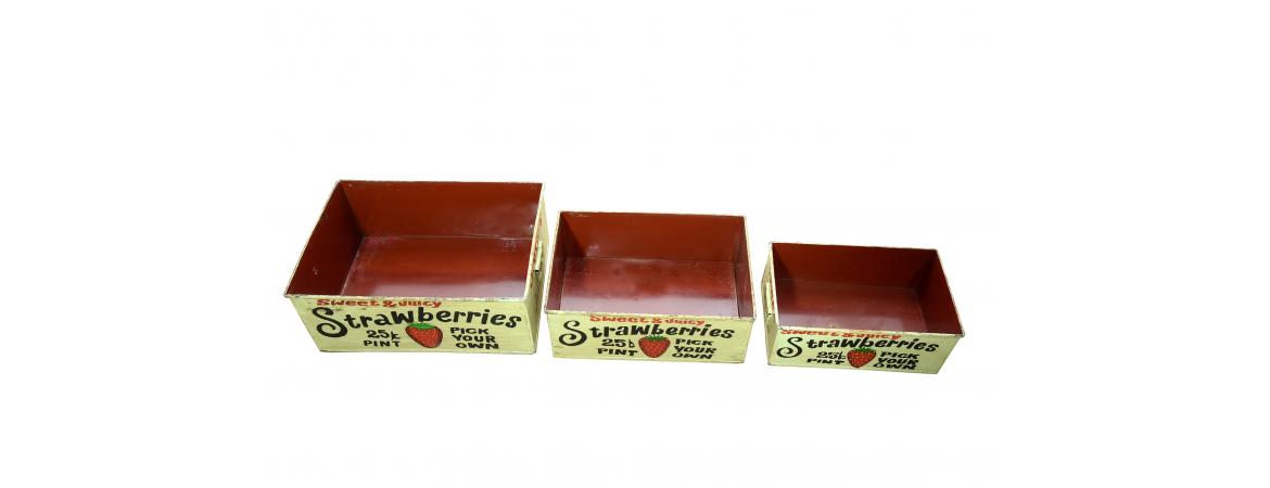 Set of 3 Metal Strawberry Trays-Cheshire Furniture Outlet