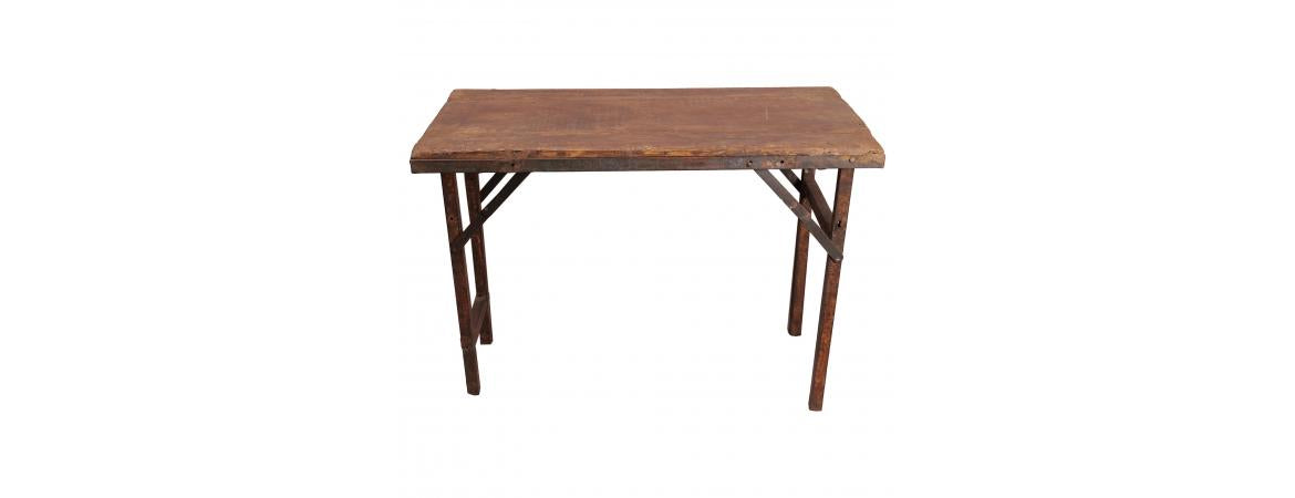 Iron Folding Table with Wooden Top - W106 x D53 x H75cm-Cheshire Furniture Outlet