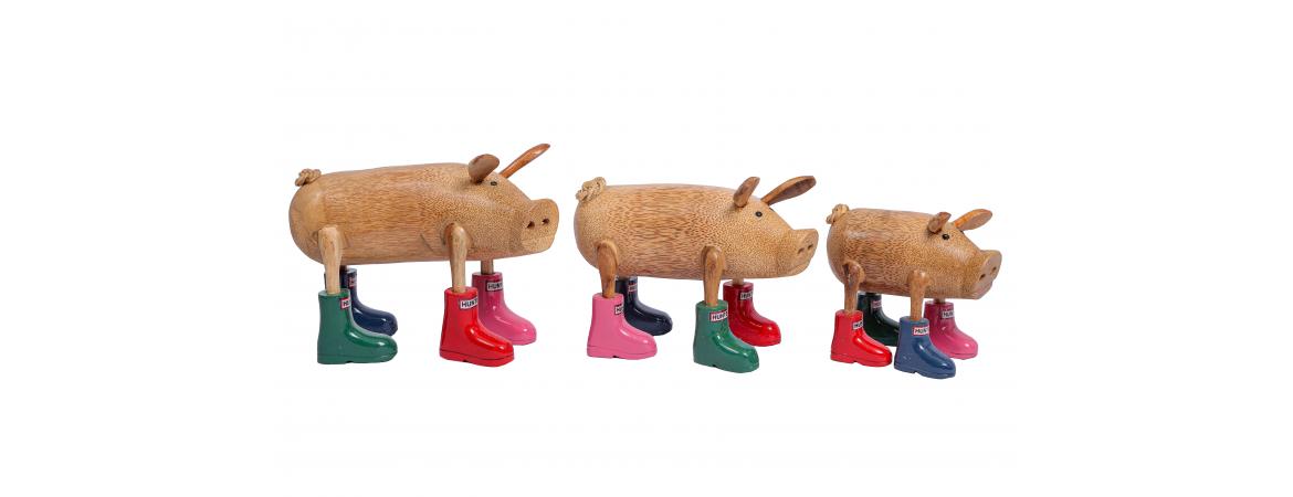 Pigs Set of 3 - Hunter Wellies-Cheshire Furniture Outlet