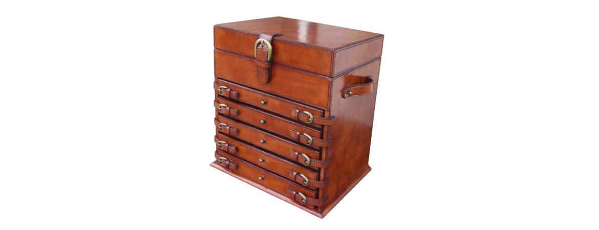 Handcrafted Tall Jewellery Box - Cognac-Cheshire Furniture Outlet