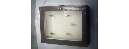 Handcrafted Leather & Brass Key Hanging Box with Glass - Cognac-Cheshire Furniture Outlet