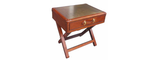 Handcrafted Side Table with Brass Top - Cognac-Cheshire Furniture Outlet