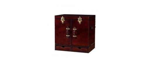 Handcrafted Leather Mini Bar Cabinet - Cognac-Cheshire Furniture Outlet