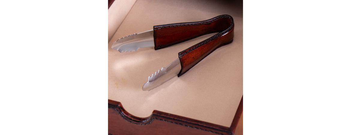 Handcrafted Leather Mini Bar Cabinet - Cognac-Cheshire Furniture Outlet