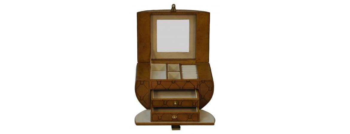 Handcrafted Rounded Jewellery Box - Tan-Cheshire Furniture Outlet