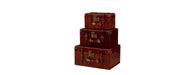 Handcrafted Leather Set of 3 Storage Trunk - Cognac-Cheshire Furniture Outlet