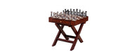 Handcrafted Leather Chess Set With Table - Cognac-Cheshire Furniture Outlet