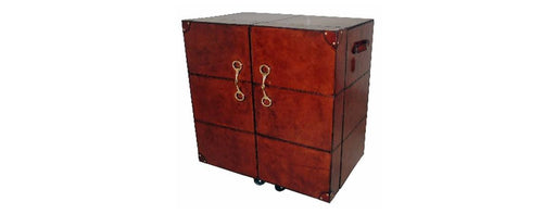 Handcrafted Leather Bar Cabinet - Cognac-Cheshire Furniture Outlet