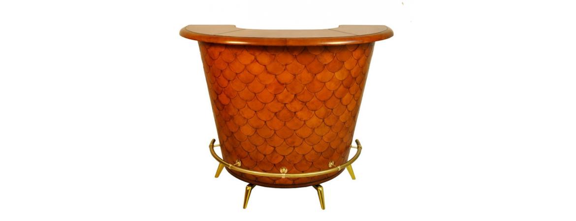 Handcrafted Rounded Bar - Cognac-Cheshire Furniture Outlet