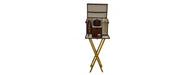 Handcrafted Mini Bar on Gold Stand - Cognac-Cheshire Furniture Outlet