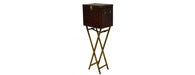 Handcrafted Mini Bar on Gold Stand - Cognac-Cheshire Furniture Outlet