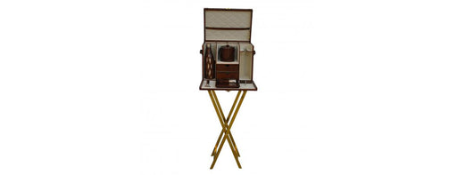 Handcrafted Mini Bar on Gold Stand - Cognac-Cheshire Furniture Outlet