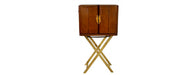 Handcrafted Leather & Brass Bar with Stand - Cognac-Cheshire Furniture Outlet